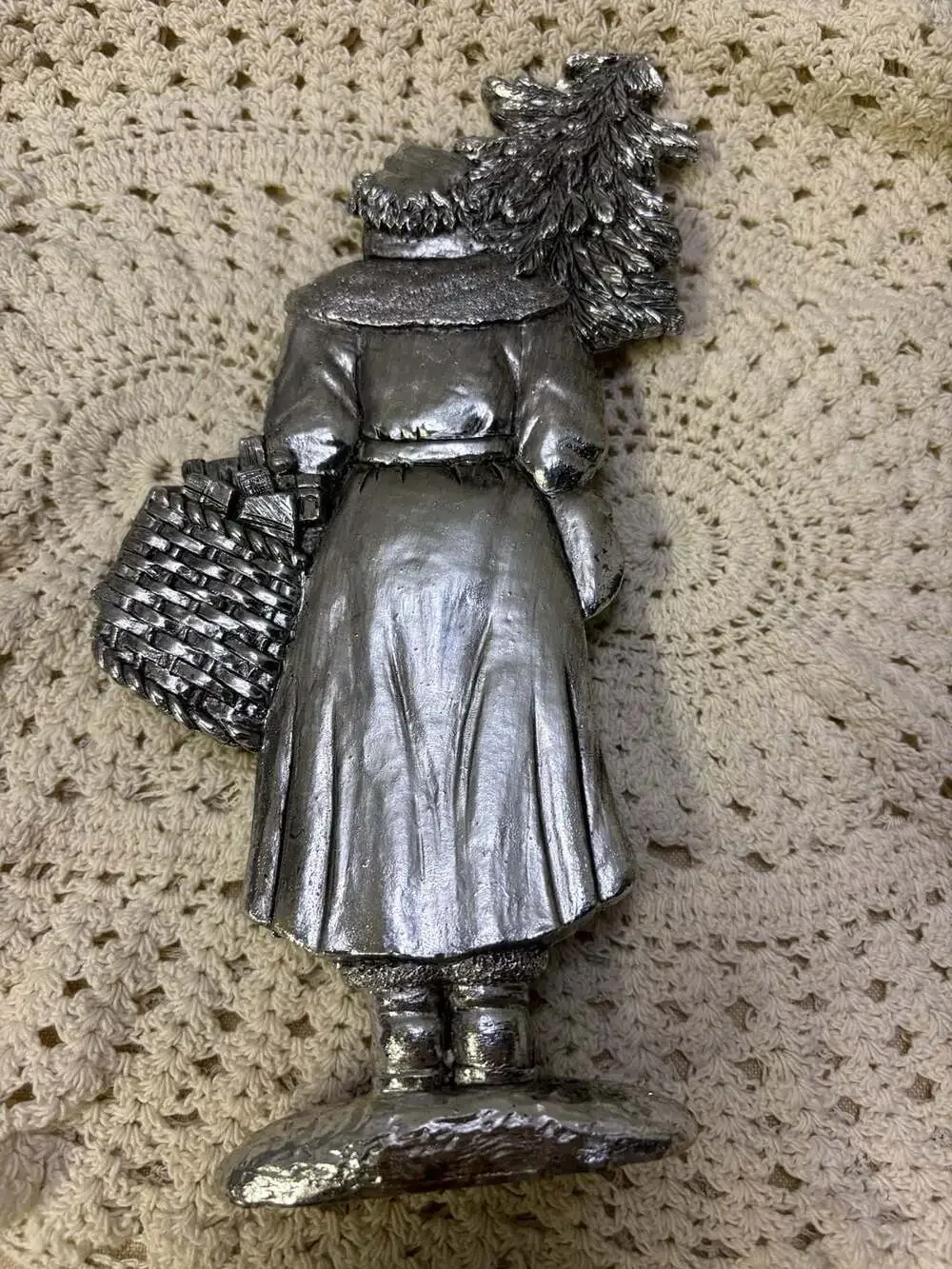 Vintage Silver Color Metal Santa Claus St. Nick Christmas Holiday Ornament 3
